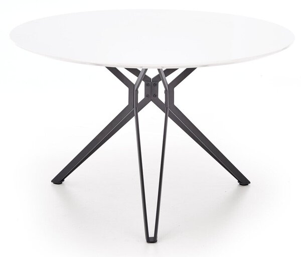 Asztal Houston 218, Fényes fehér, Fekete, 76cm, Közepes sűrűségű farostlemez, Fém