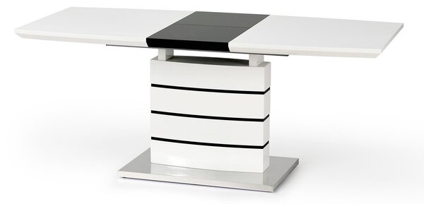Asztal Houston 292, 76x80cm, Fényes fehér, Fekete