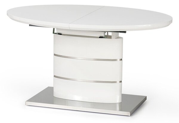 Asztal Houston 285, Fényes fehér, 76x90x140cm, Hosszabbíthatóság, Közepes sűrűségű farostlemez