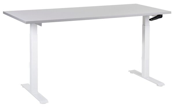 Fehér és szürke manuálisan állítható íróasztal 160 x 72 cm DESTIN III