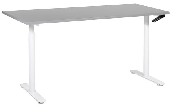 Fehér és szürke manuálisan állítható íróasztal 160 x 72 cm DESTINAS