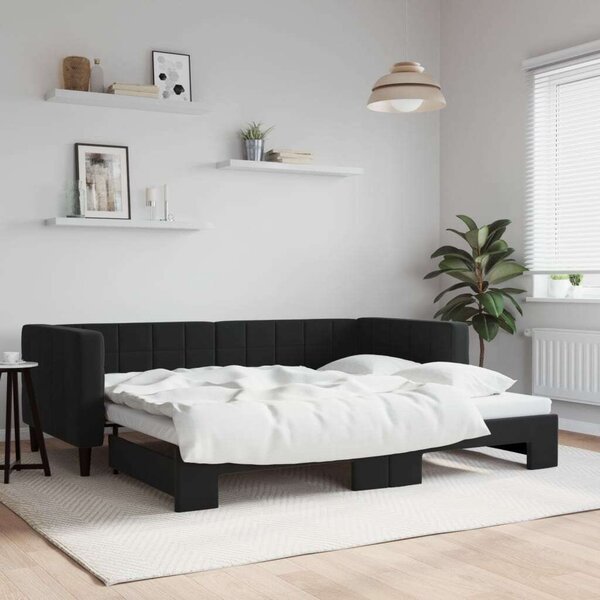 VidaXL fekete kihúzható bársony heverő 90x200 cm