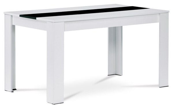 Modern Fehér Étkezőasztal Fekete Dekocsíkkal. Méret: 138x80x75 cm