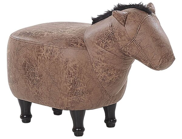 Barna műbőr állatos puff 33 x 50 cm HORSE