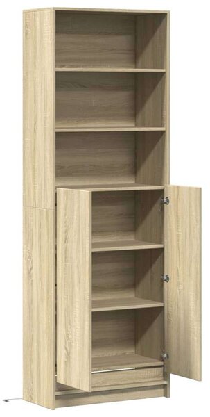 VidaXL sonoma tölgy szerelt fa magasszekrény LED-ekkel 69x32,5x200 cm