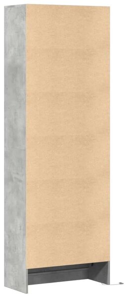 VidaXL betonszürke szerelt fa magasszekrény LED-ekkel 69x32,5x200 cm