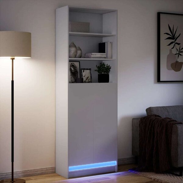 VidaXL fehér szerelt fa magasszekrény LED-ekkel 69 x 32,5 x 200 cm