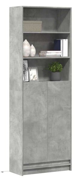 VidaXL betonszürke szerelt fa magasszekrény LED-ekkel 69x32,5x200 cm