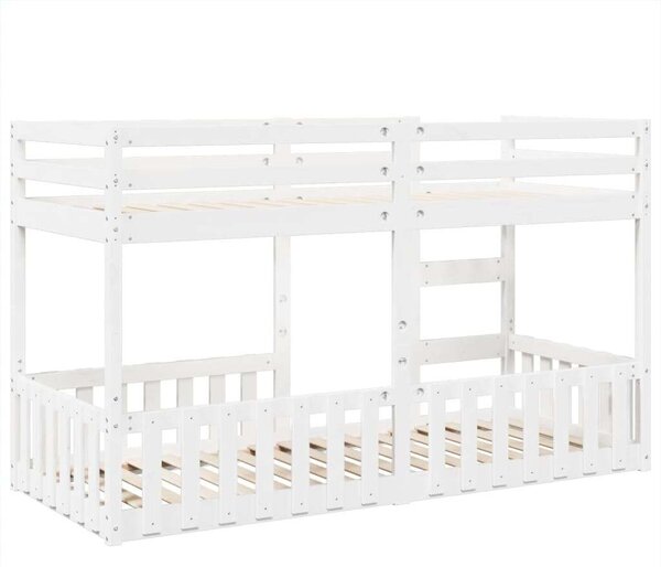 VidaXL fehér tömör fenyőfa emeletes ágy 80 x 200 cm