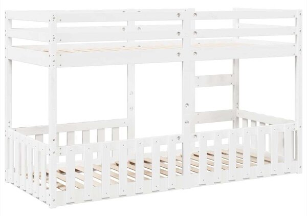 VidaXL fehér tömör fenyőfa emeletes ágy 90 x 200 cm