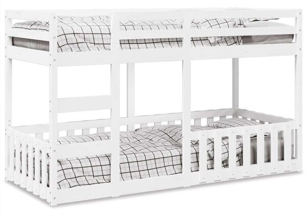 VidaXL fehér tömör fenyőfa emeletes ágy 90 x 200 cm