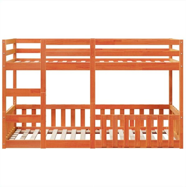 VidaXL viaszbarna tömör fenyőfa emeletes ágy 80 x 200 cm