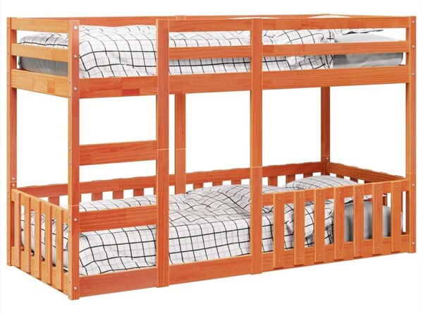 VidaXL viaszbarna tömör fenyőfa emeletes ágy 75 x 190 cm