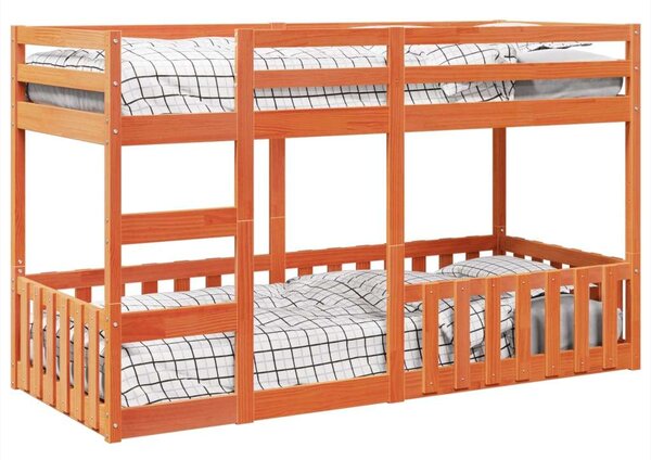 VidaXL viaszbarna tömör fenyőfa emeletes ágy 80 x 200 cm