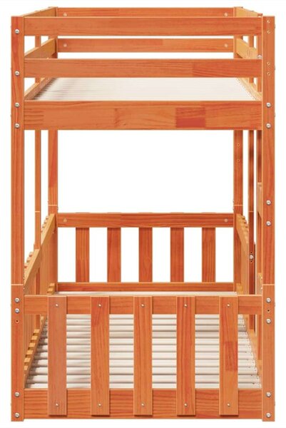 VidaXL viaszbarna tömör fenyőfa emeletes ágy 75 x 190 cm