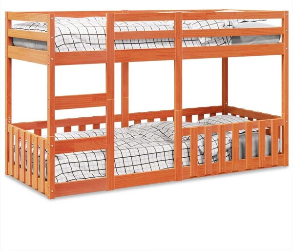 VidaXL viaszbarna tömör fenyőfa emeletes ágy 80 x 200 cm