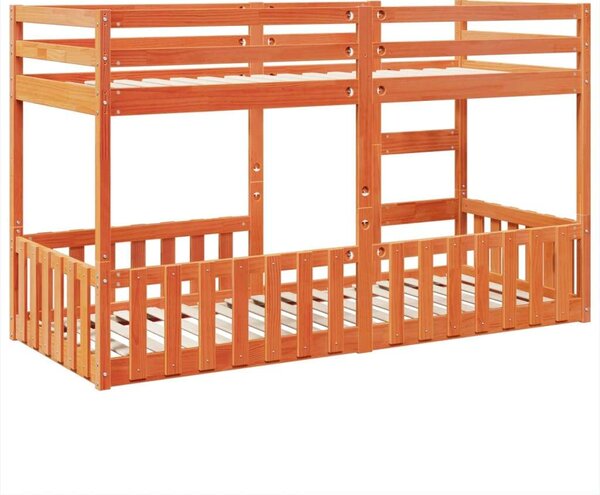 VidaXL viaszbarna tömör fenyőfa emeletes ágy 80 x 200 cm