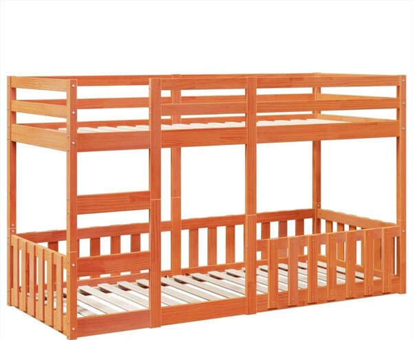 VidaXL viaszbarna tömör fenyőfa emeletes ágy 80 x 200 cm