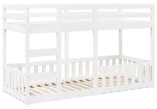 VidaXL fehér tömör fenyőfa emeletes ágy 90 x 200 cm