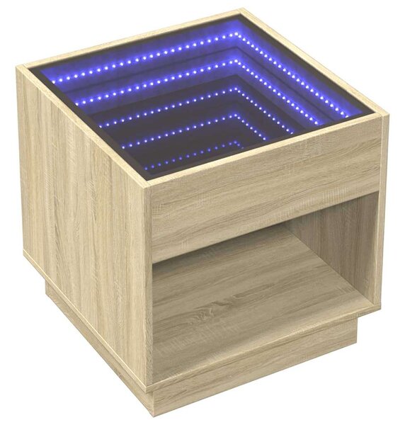 VidaXL LED Dohányzóasztal - Végtelen Tükör - 50x50x50 cm