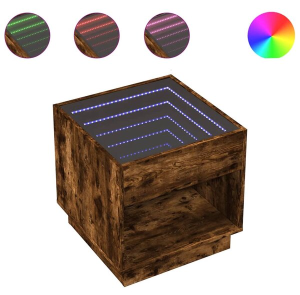 VidaXL LED-es Dohányzóasztal - Végtelen Tükör - 50x50x50 cm