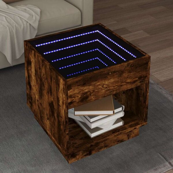 VidaXL LED-es Dohányzóasztal - Végtelen Tükör - 50x50x50 cm