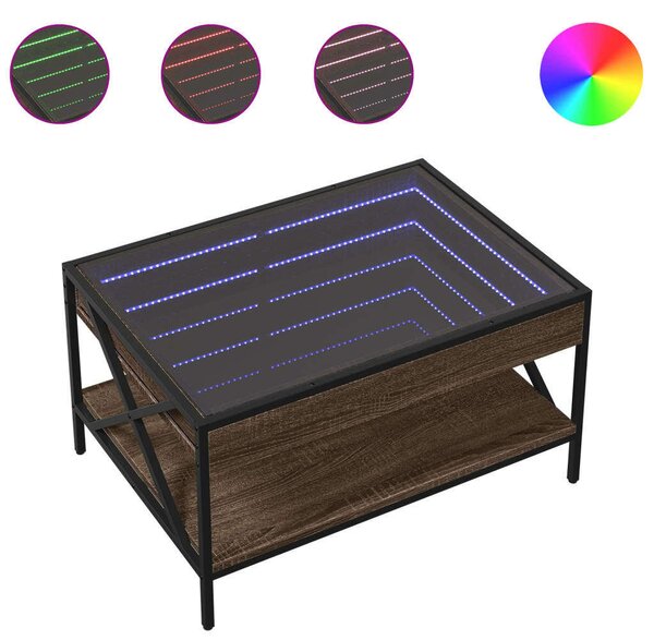 VidaXL LED Dohányzóasztal - Barna Tölgy - 70x50x38 cm