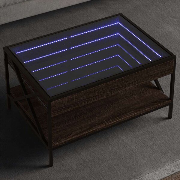 VidaXL LED Dohányzóasztal - Barna Tölgy - 70x50x38 cm