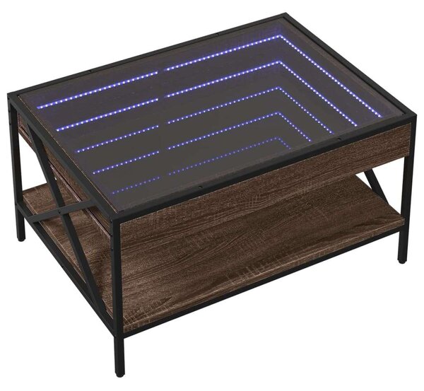 VidaXL LED Dohányzóasztal - Barna Tölgy - 70x50x38 cm