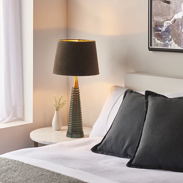 Endon glamour modern asztali lámpa naia antik sárgaréz kávé türkiz end93114