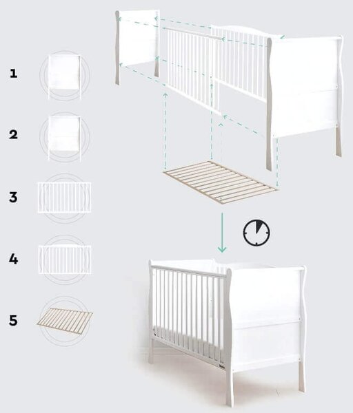 NOBLE Cot fehér kiságy 60x120