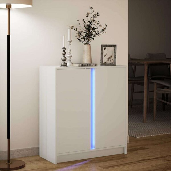 VidaXL LED-es Tálalószekrény - Fehér - 77x34x85 cm