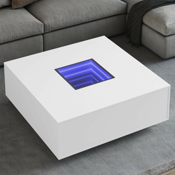 VidaXL fehér végtelen hatású LED-es dohányzóasztal 100 x 100 x 40 cm