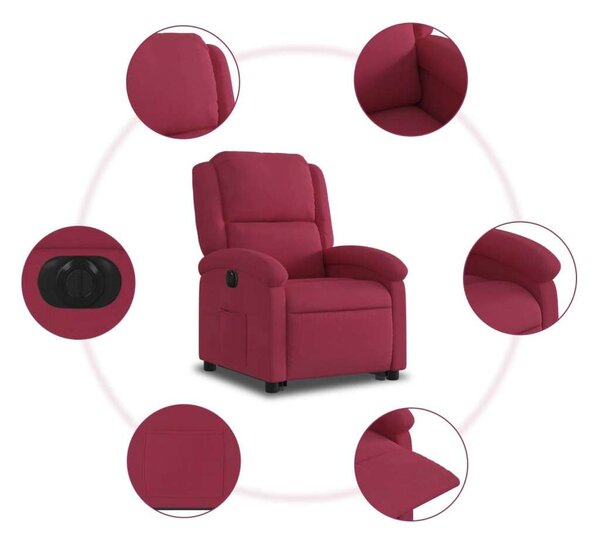 VidaXL Elektromos Dönthető Fotel - Bordó Bársony
