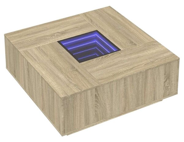 VidaXL LED Dohányzóasztal - Végtelen Tükör - 100x100 cm