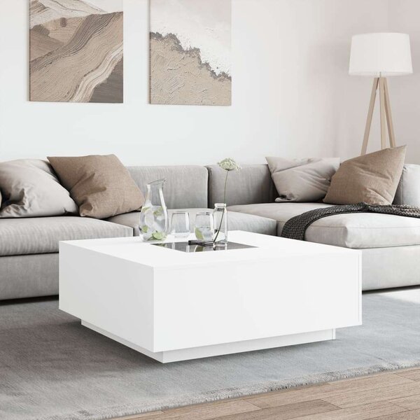 VidaXL fehér végtelen hatású LED-es dohányzóasztal 100 x 100 x 40 cm