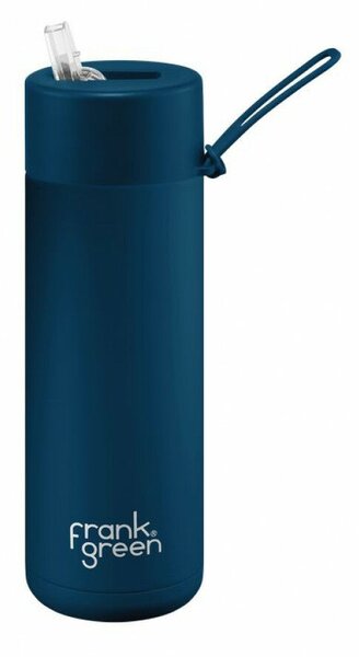 Ceramic Bottle Sailor Blue Kék 595ml rozsdamentes acél kerámia bevonatos termosz szívószáltartó sport kupakkal