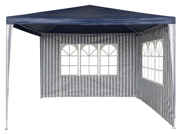 Jurhan Party sátor / pavilon RAFAEL 3 x 3 m fehér-kék, csíkos - 2 oldalfallal együtt