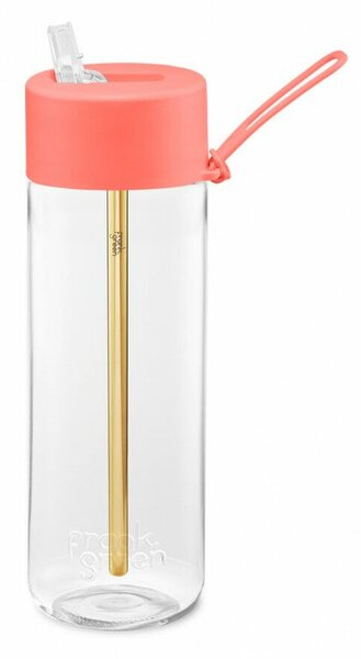 Original Bottle Living Coral Rózsaszín 740ml Tritán átlátszó BPA mentes műanyag kulacs szívószáltartó sport kupakkal