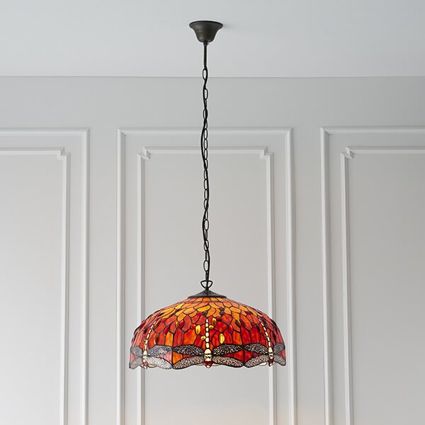 Endon klasszikus tiffany függeszték dragonfly flame sötétbarna sokszínű end64082