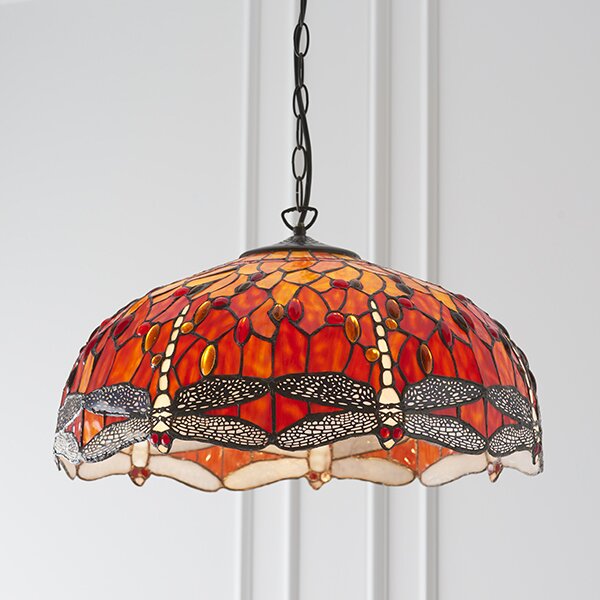 Endon klasszikus tiffany függeszték dragonfly flame sötétbarna sokszínű end64082