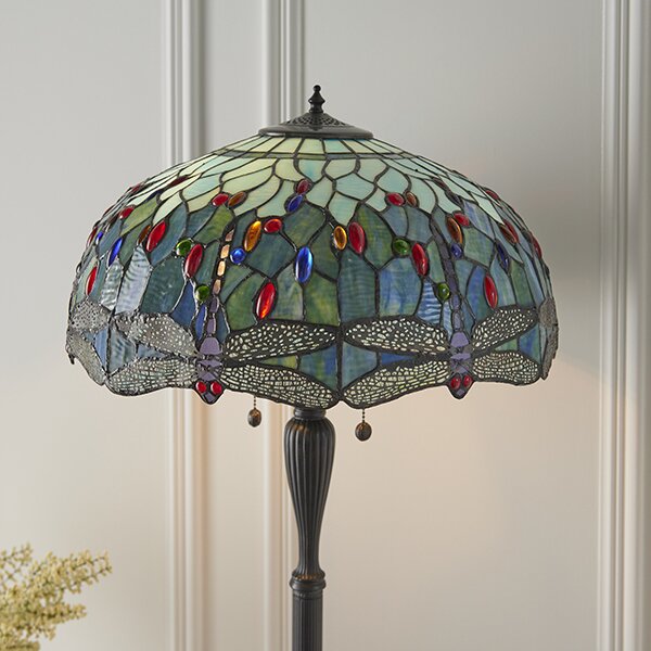 Endon klasszikus tiffany állólámpa dragonfly blue sötétbarna sokszínű end64069