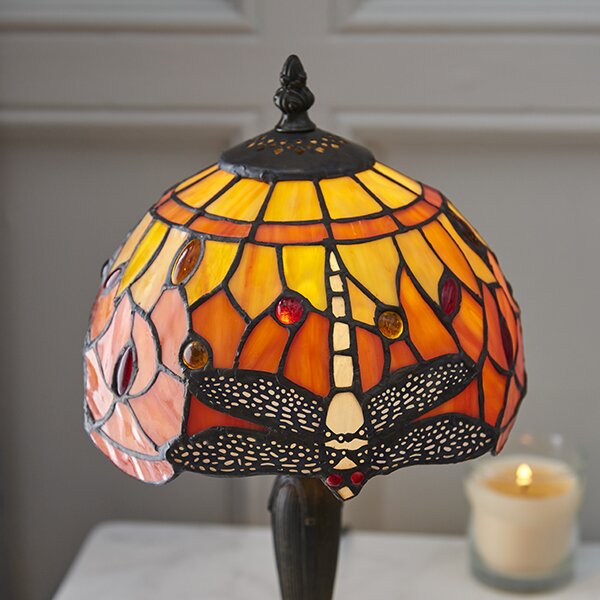 Endon klasszikus tiffany asztali lámpa dragonfly flame sötétbarna sokszínű end64091