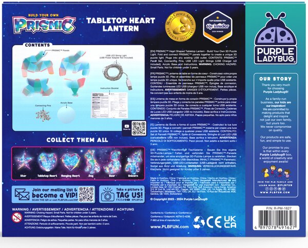 PRISMIC™ 3D Puzzle LED lámpa - Álló szív (APU-R-PM-1627)