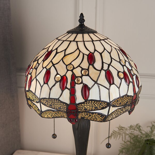 Endon klasszikus tiffany asztali lámpa dragonfly beige sötétbarna sokszínű end64086