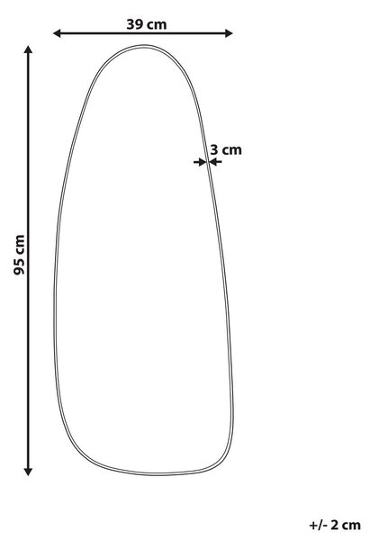 Falitükör CERGY 39 cm 95 cm Fém Arany