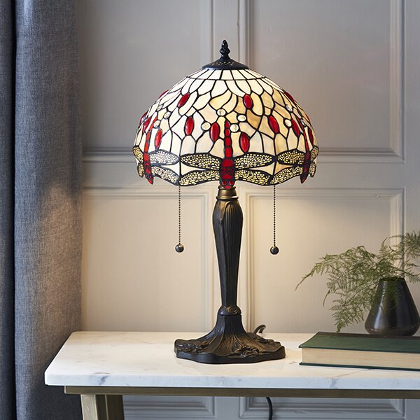 Endon klasszikus tiffany asztali lámpa dragonfly beige sötétbarna sokszínű end64086
