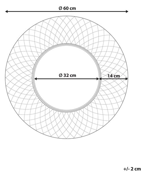 Falitükör COMBE 60 cm 60 cm Fém Arany