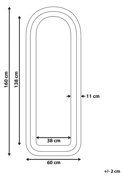 Falitükör CULAN 60 cm 160 cm Bársony Rózsaszín
