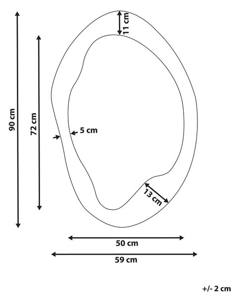 Falitükör LENAX 59 cm 90 cm Bársony Olívazöld